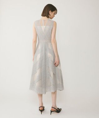 GRACE CONTINENTAL レースパッチワークドレス グレー