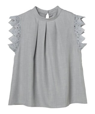 Green Parks ・ＥＬＥＮＣＡＲＥ　ＤＵＥ　リネンライクレースブラウス Gray
