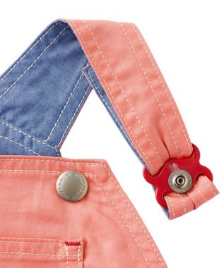 MIKI HOUSE HOT BISCUITS 【ミキハウス】【70-100cm】６分丈オーバーオール サーモンピンク