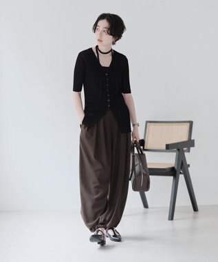 Green Parks マルチファブリックＴストラップミュール Black