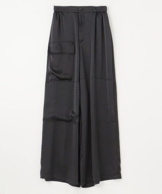 NAVE 【Nave・洗える/ウエストゴム】ヴィンテージサテン ワイドパンツ ブラック系