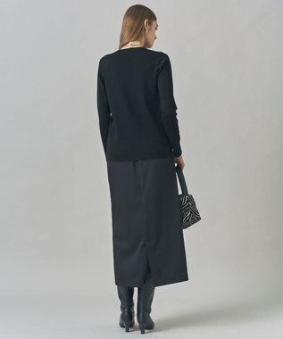 ICB 【CLASSY.掲載・裏起毛】 ウォームサテン Iラインスカート ブラック系