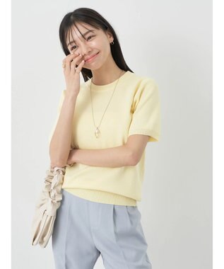 earth music&ecology 総針クルーネックハンソデプルオーバー Yellow