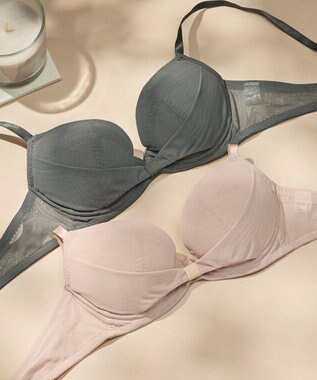 une nana cool 胸もとフィットをリボンでキープ リボンブラ シナモンブラウン