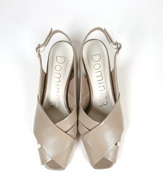 Dominic3 クロスベルト バックストラップ レザーサンダル ベージュ型押し