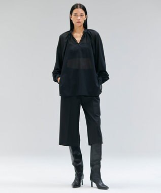 BEIGE， 【洗える】MOYE / シアーウールパフスリーブブラウス Black