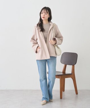 earth music&ecology 【フード取り外し可】2WAYフードコート Light Beige