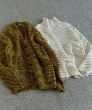 UNFILO MENS 【男女兼用】へアリー ニットカーディガン イエロー