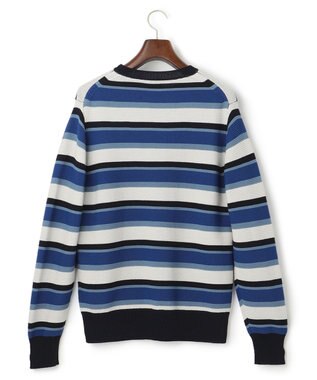 J.PRESS MEN ドライメッシュ ボーダーセーター ネイビー系1