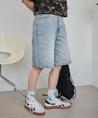 WEGO 【SMサイズ展開】ヴィンテージウォッシュデニムハーフパンツ デニム淡色