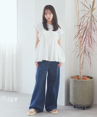 earth music&ecology サイドベルトデニムパンツ Medium Indigo