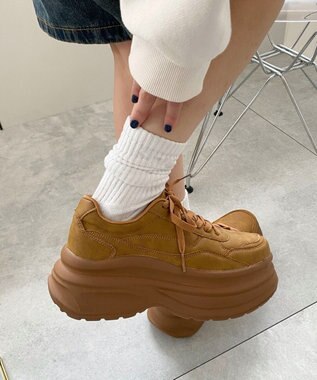 WEGO 厚底ラインスニーカー キャメル