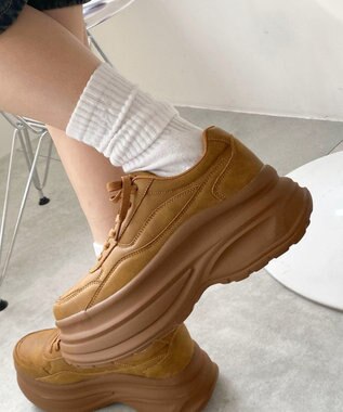 WEGO 厚底ラインスニーカー キャメル