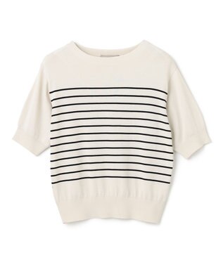 UNFILO スゴ機能 パフスリーブニット グレージュ×ブラック