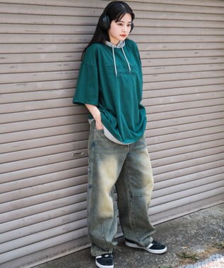 WEGO 【接触冷感/ユニセックス着用ITEM】エンボスロゴグラフィックTPK（SS） ダークグリーン