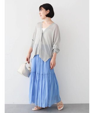 Green Parks シアープリーツボリュームスカート Blue