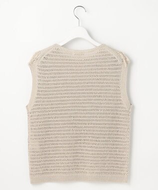 自由区 リネンフリンジ ベスト ベージュ