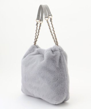 ANY SIS フェイクファーチェーン トートバッグ ライトグレー