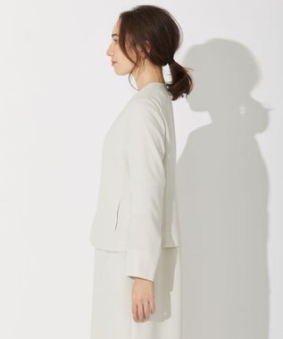 自由区 【セットアップ可】ダブルクロス ノーカラージャケット ベージュ系