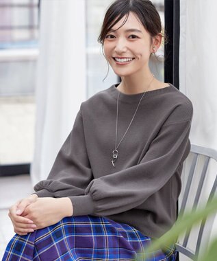 Tiaclasse 【安田美沙子さん着用・新色追加・洗える】ボリュームパフスリーブニット チャコールグレー