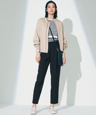 23区 S 【洗える】ラスターコットンポリエステル ボーダー ニット ブラックボーダー