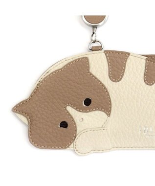 IBIZA アニマーダ　牛革　リール付きパスケース ベージュ