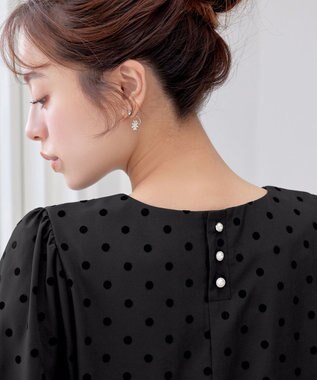 Tiaclasse L 【洗える】フロッキードットチュニック ブラック