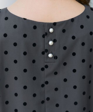 Tiaclasse L 【洗える】フロッキードットチュニック チャコールグレー