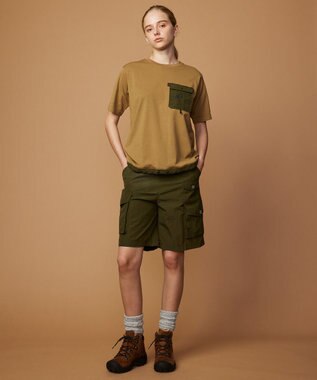 JOSEPH ABBOUD MOUNTAIN 【CREA掲載・テーム ヤルヴィモチーフ・サスティナブル】ビオグレース天竺ｘリップストップTシャツ キャメル系