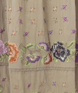 GRACE CONTINENTAL フラワー刺繍エスニックワンピース カーキ