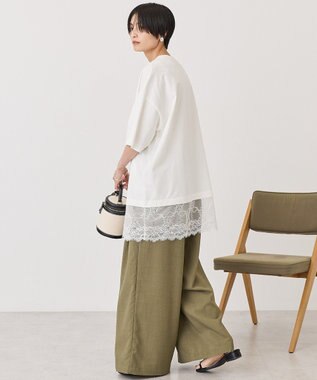 AMERICAN HOLIC カレッジロゴレースドッキングＴシャツ Off White