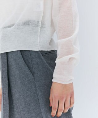 BEIGE， 【洗える・Oggi 10月号掲載】CADDO / シアーウールカーディガン Ecru