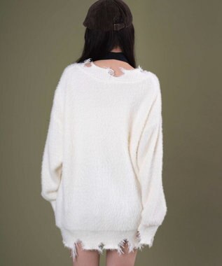 WEGO バタフライダメージニット ホワイトアイボリー