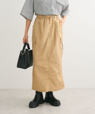 Green Parks シャイニーカーゴスカート Camel