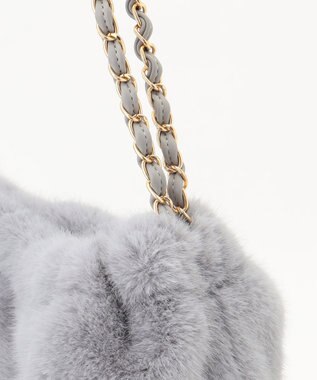 ANY SIS フェイクファーチェーン トートバッグ ライトグレー