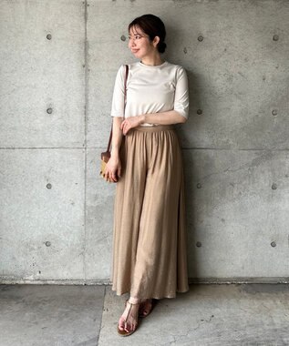 UNFILO L 【汗ジミが目立たない/吸水速乾】マルチエフェクト　二の腕スッキリTシャツ グレージュ