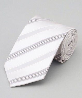 GOTAIRIKU 【WEAR BLACK】フォーマル用_ストライプ ネクタイ ホワイト系1