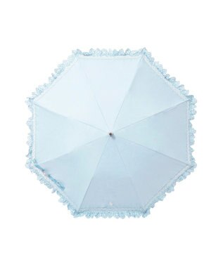 MOONBAT 【遮光/晴雨兼用日傘】POLO RALPH LAUREN（ポロラルフローレン） 折りたたみ日傘 エンブフリル 遮熱 UV スカイブルー