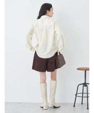 earth music&ecology ロゴ刺繍シャツ Cream