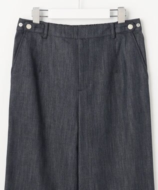 J.PRESS LADIES L セルロースシャンブレー セミワイド パンツ ネイビー系