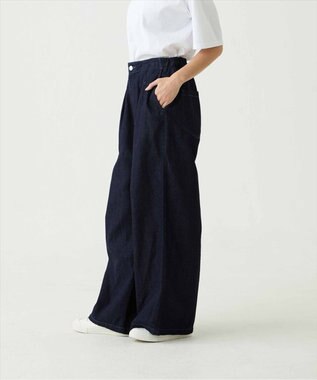 caqu FS linen relax pants コットンリネンリラックスワイドデニム rinse