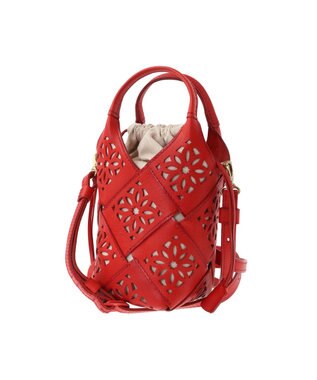 genten サステナブルカットワーク ポシェット アカ