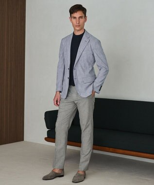 GOTAIRIKU 新クオリティ/KINGサイズ追加【洗える/シワになりにくい】タイワンタフタ  擬麻ジャケット サックスブルー系