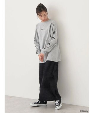 earth music&ecology Ｄｉｓｎｅｙ／袖プリントフィガロロンＴ Gray Mixture