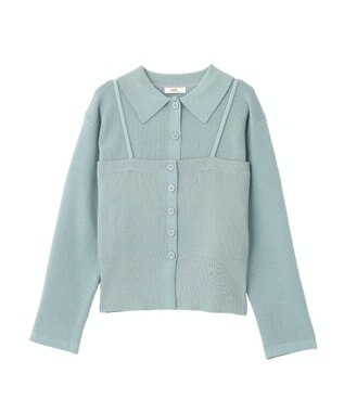 earth music&ecology 【2点SET】襟付きニットアンサンブル Blue