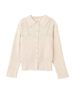 earth music&ecology 【2点SET】襟付きニットアンサンブル Gray Beige