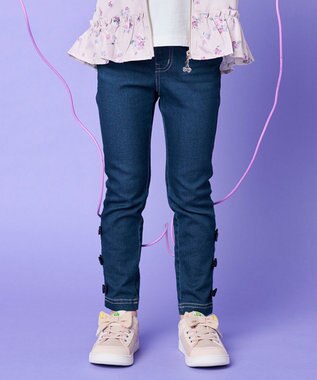 ANY KIDS 裾リボンストレート パンツ デニムブルー