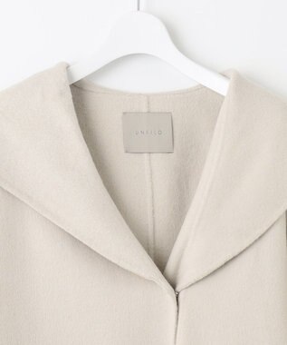 UNFILO 【撥水】ウール混リバー フーデットコート ベージュ系