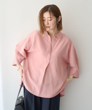 YECCA VECCA バルーン袖スキッパーシャツ Pink