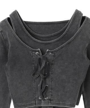 WEGO ヴィンテージライクレースアップトップス スミクロ